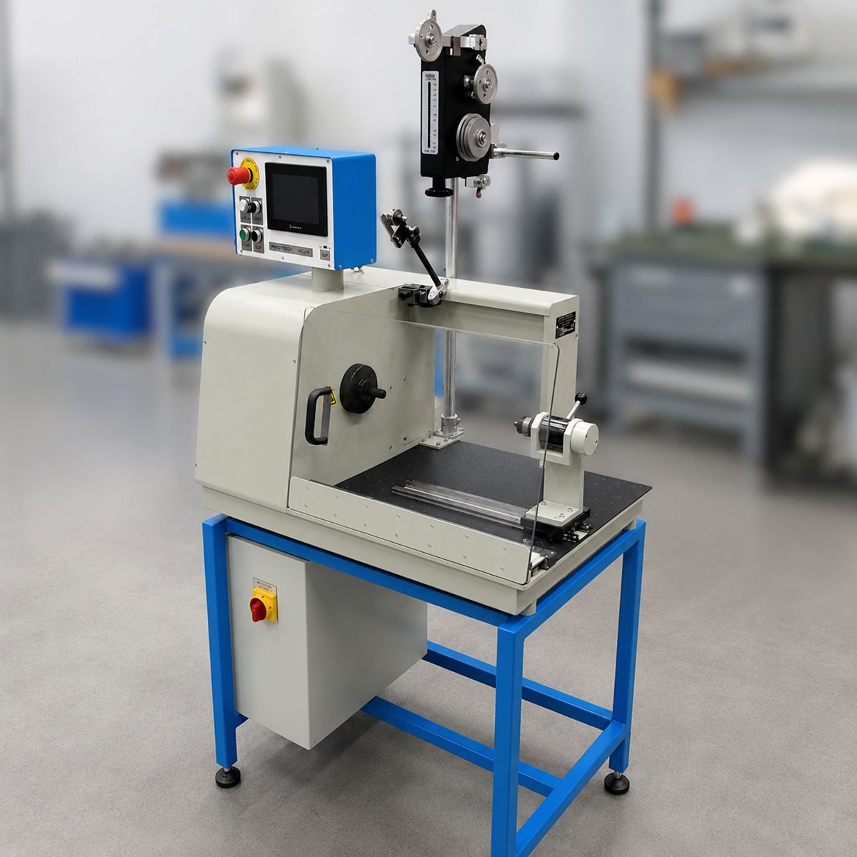 NCJ-32 Single Spindle Winder by NEOTECH. Machines, Robots, Automation, Industrial Robotization, Devices, Modernization, Winders. Winding machines, Winding Inductive Elements, Coils, Chokes, Transformers, RFID, Antennas. cobots, www.neotech.pl