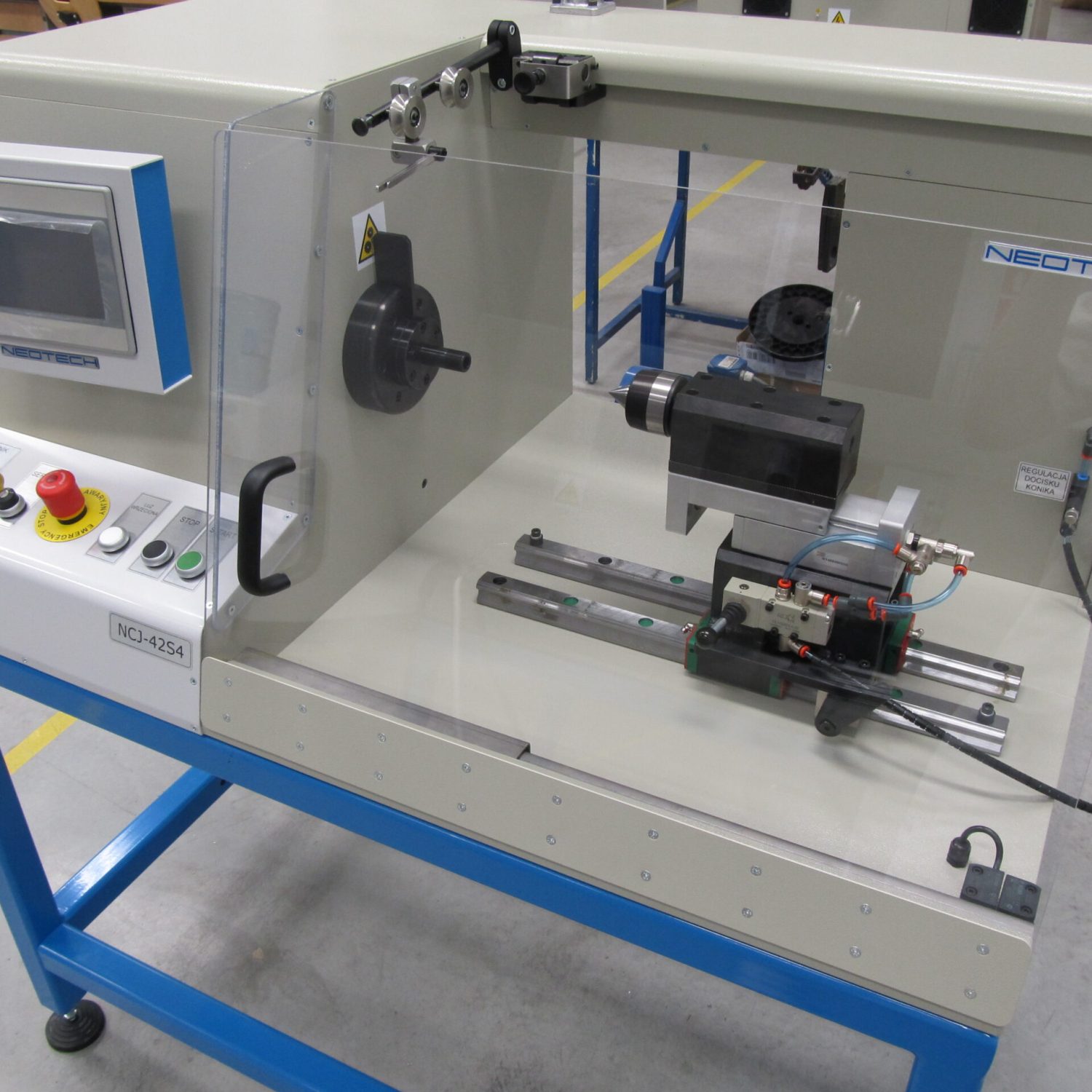 NEOTECH Machines, Robots, Automation, Industrial Robotization, Devices, Modernization, Winders. Winding Inductive Elements, Coils, Chokes, Transformers, RFID, Antennas. cobots, www.neotech.pl | NCJ-42 single spindle winder