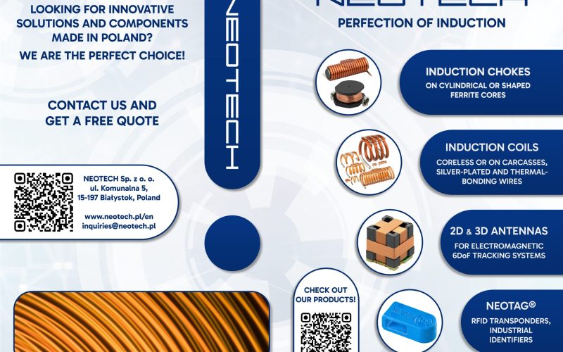 NEOTECH - Manufacturer of machines and inductive components. Winders, robotics, automation. Coils, Cylindrical chokes, Antennas, Heaters, Transformers. www.neotech.pl/maszyny/en